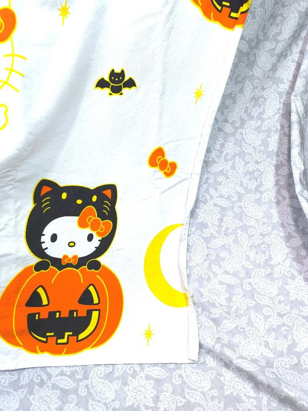 Hello Kitty Halloween Shower Curtain- Jack-o-lantern - black cat - moon - ghost